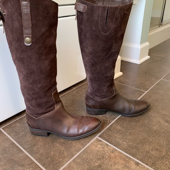 Sam Adelman knee high riding boots brown suede and leather low heel EUC - Picture 15 of 16